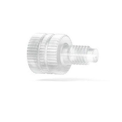 Upchurch Scientific Metric M6 Threaded Adapter, 5/16 Flat-Bottom Female to M6 Flat-Bottom Male, 1.00 mm Thru-hole, PCTFE, Clear, 100/pk - P-673C - Click Image to Close